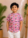 (BC011)Cute Panda Print Boys' Casual Shirt