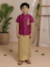 (BE007) Manichayal Traditional boys shirt and veshti set for festive occasions