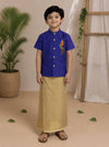 (BE008) Vaannelam Boys Solid Shirt with Tissue checks Veshti