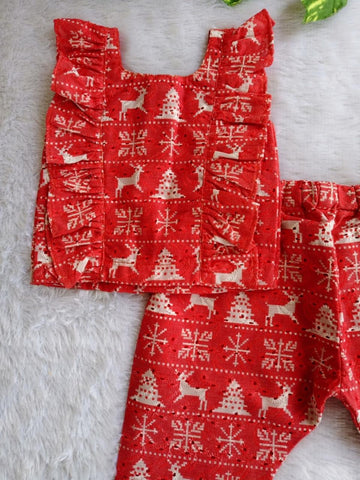 (CTP006)Festive Red & White Fair Isle Co-Ord Set