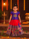(ETS002) Traditional Purplish Blue & Red Kids Pattu Pavadai