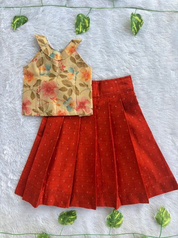 (ETTS039) Elegant Floral & Terracotta Ethnic Co-Ord Set