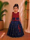 (ETTS009) Raw Silk Striped Ethnic Top & Skirt Set