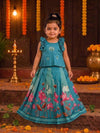 (ETTS031)Elegant peacock blue lotus & Pichwai print Set