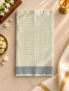 (D005) Elegant Checked Velcro Veshti with a Modern Grey Hem