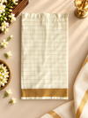 (D006) Classic Checked Velcro Veshti with Traditional Golden Zari Border