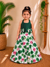(CTS007) Green Pichwai Print Top and Skirt