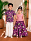 (SCC016) Majestic Lotus & Elephant Print Sibling Matching Ethnic Set