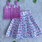 (CTS019) Playful Purple Peplum and Rainbow Skirt Set