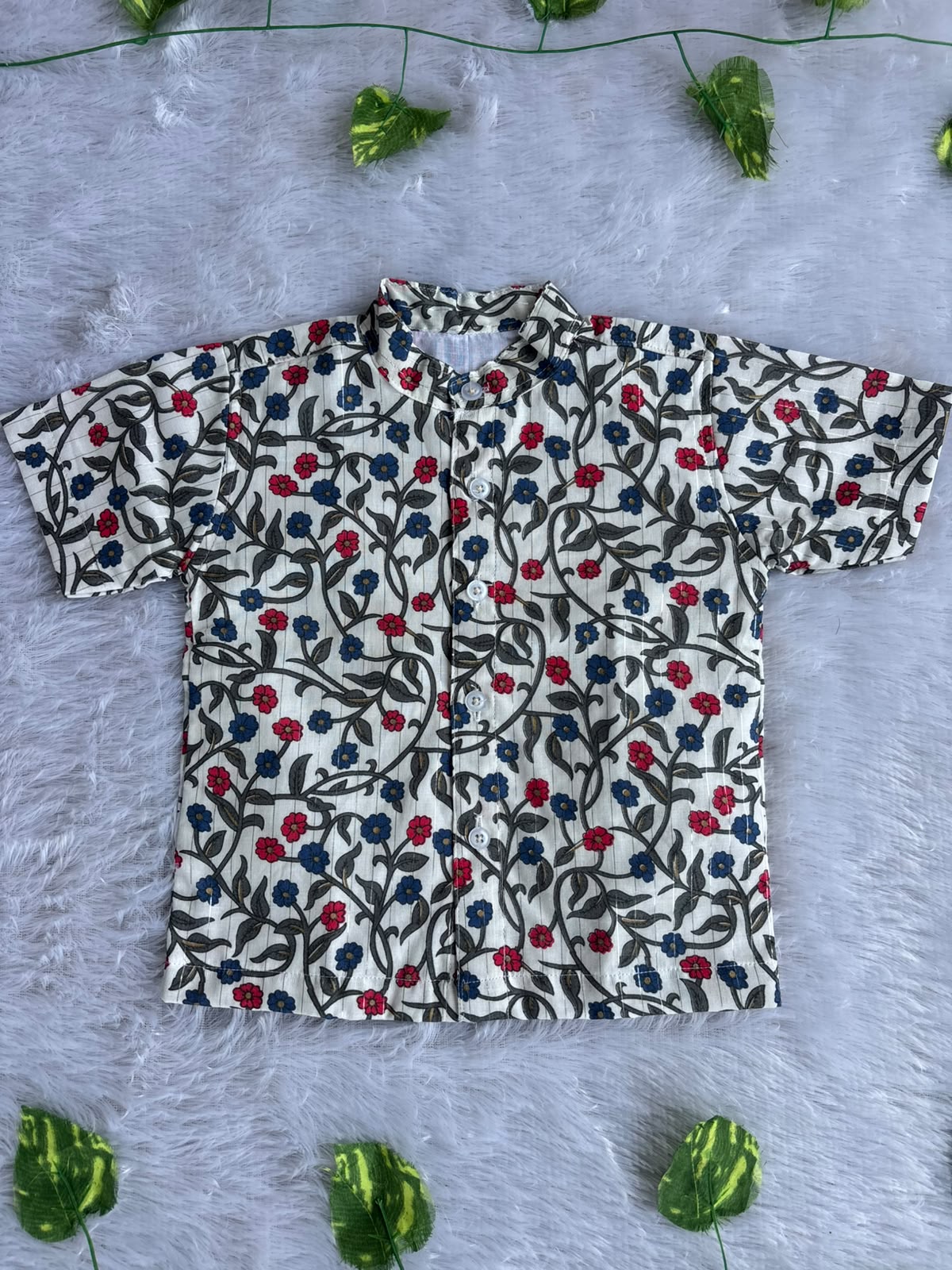 (BC009)Classic Floral Vine Print Boys' Shirt