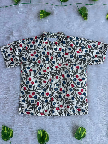 (BC009)Classic Floral Vine Print Boys' Shirt
