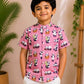 (BC011)Cute Panda Print Boys' Casual Shirt