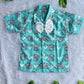 (BC014) Playful Teal Elephant-Printed Shirt with Bow Tie