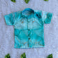 (BC015) Modern Abstract Marble Print Boy's Shirt in Aqua Blue