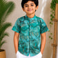 (BC018) Sophisticated Green Marble Print Boy's Shirt