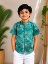 (BC018) Sophisticated Green Marble Print Boy's Shirt