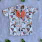 (BC019) Whimsical Rainbow and Friends Print Boy's Shirt with Peach Bow Tie