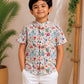 (BC021) Matching Botanical Garden Print Boy's Shirt with Mandarin Collar