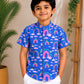 (BC022) Whimsical Rainbow and Cloud Print Casual Shirt for Kids