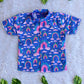 (BC022) Whimsical Rainbow and Cloud Print Casual Shirt for Kids