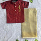 (BE005) Sevvarnam Boys Ethnic Wear Set with Gold Zari Accents