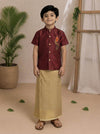 (BE005) Sevvarnam Boys Ethnic Wear Set with Gold Zari Accents