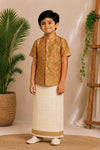 (BE009) Kanalvannam Boys Geometric Festive Shirt and Veshti Set