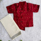 (BE011)Traditional Royal Maroon Festivity Outfit with Asymmetric Button Kurta