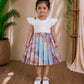 (CF011) Elegant Flutter-Sleeve Frock with Earthy brown Marble-Print Frock