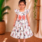 (CF017) Whimsical Rainbow and Friends Print Pleated Frock