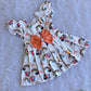 (CF017) Whimsical Rainbow and Friends Print Pleated Frock