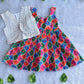 (CFC001) Vibrant Mandala Print Girls' Sleeveless Pleated Dress with Stripes coat model