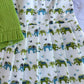 (CFC002) Playful Elephant Print Girls' Pleated Dress with Green Jacket