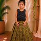 (CTS010) Elegant olive green and black tribal print Lehenga set.