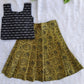 (CTS010) Elegant olive green and black tribal print Lehenga set.