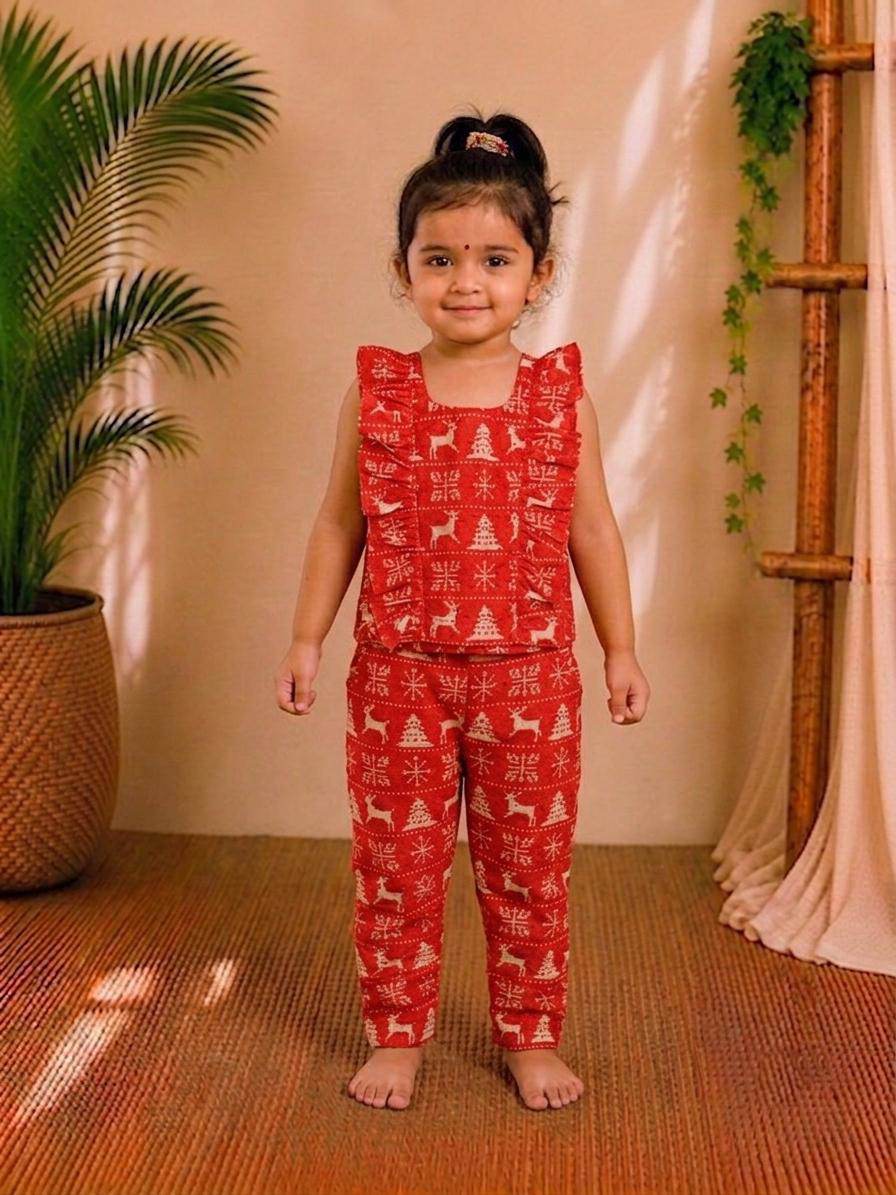 (CTP006)Festive Red & White Fair Isle Co-Ord Set