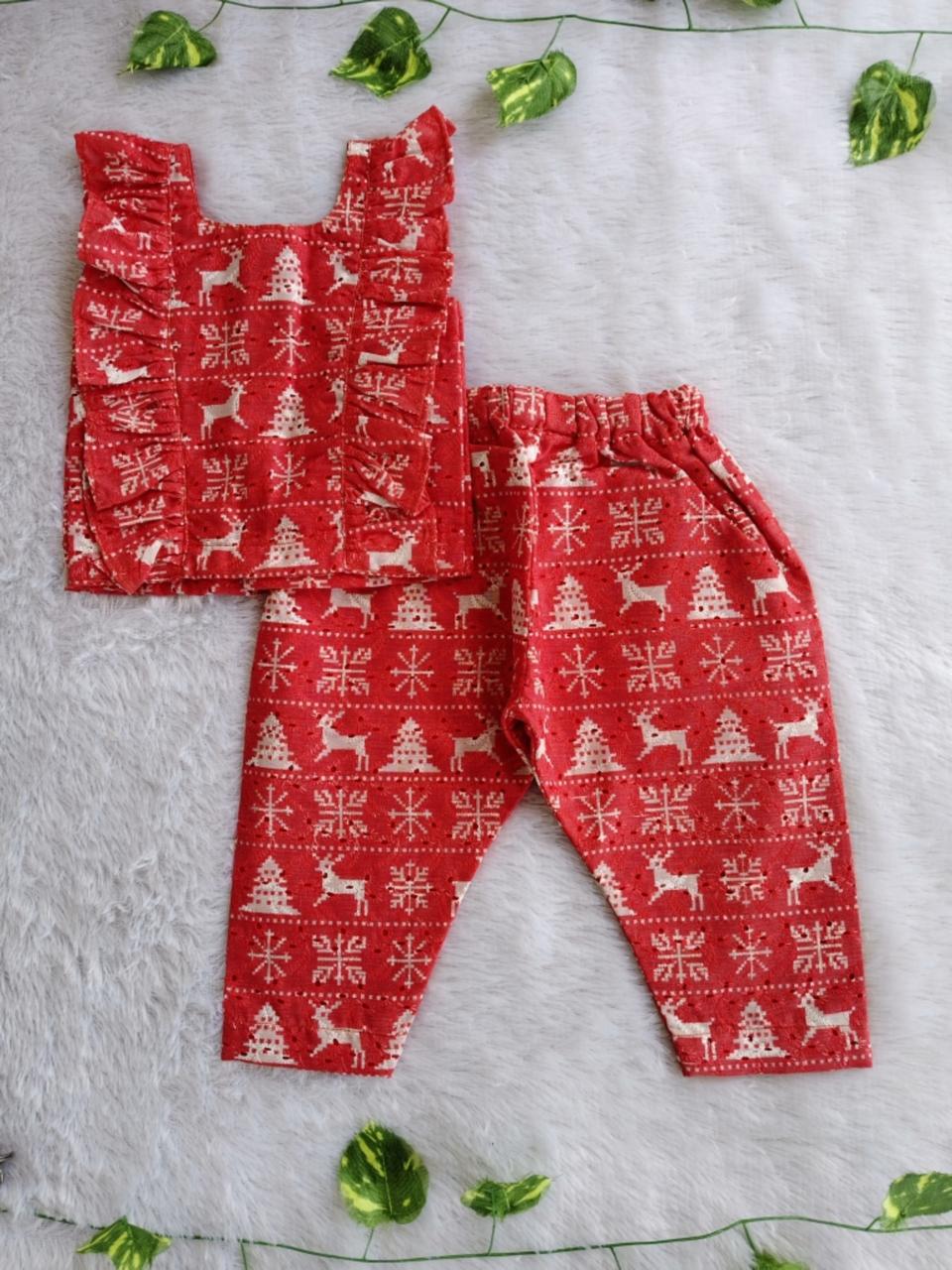(CTP006)Festive Red & White Fair Isle Co-Ord Set
