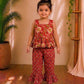 (CTP009) Floral Red Print Co-ord Top and Pant Set