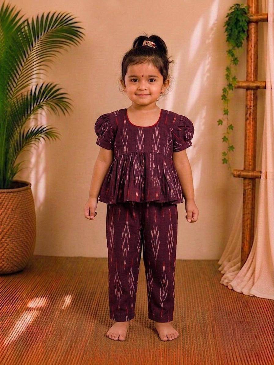 (CTP010) Ikkat Dark Purple Co-ord Top and Pant