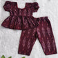 (CTP010) Ikkat Dark Purple Co-ord Top and Pant