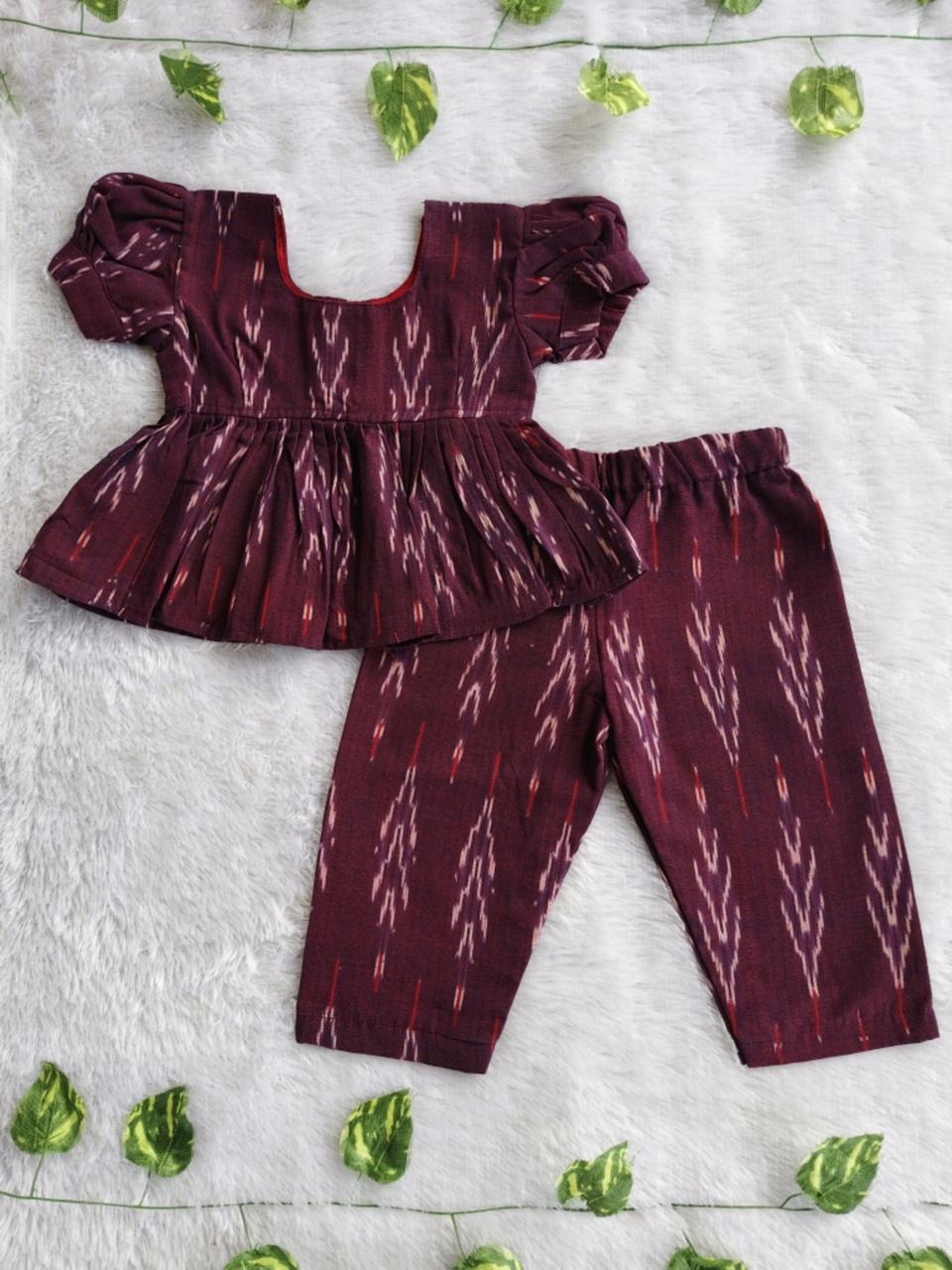 (CTP010) Ikkat Dark Purple Co-ord Top and Pant