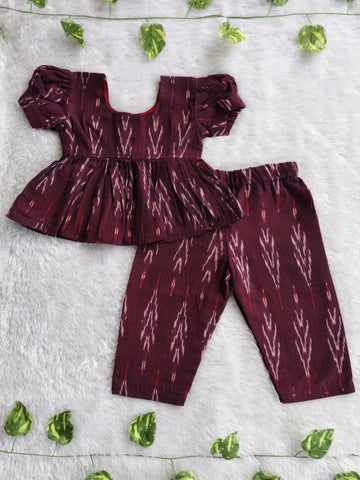 (CTP010) Ikkat Dark Purple Co-ord Top and Pant