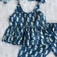 (CTP012) Navy Blue Printed Peplum Top  Co-ord Set