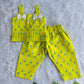 (CTP014) Bright Greenish Yellow Floral Printed  Co-ord Set