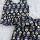 (CTP015) Navy Blue Printed Peplum Top & Pant Co-ord Set