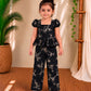 (CTP018) Black floral Coord Top and Pant Set
