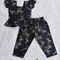 (CTP018) Black floral Coord Top and Pant Set