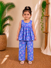 (CTP021) Purple Donut Print Peplum Top with Matching Trousers Co-ord Set