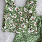 (CTP023) Fresh Floral Ruffle-Sleeve Peplum Top with Chevron Trousers Set