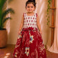 (CTS002) White with Reddish Brown Soft Cotton Skirt And Top